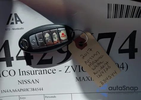 2017 Nissan Maxima 3.5 S z USA, uszkodzony, nr VIN 1N4AA6AP6HC384544